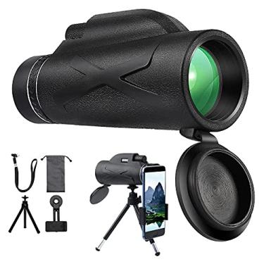 Imagem de Telescópio monocular de alta definição, lente 80 * 100 FMC e prisma BAK4, com suporte para telefone e tripé para observação de pássaros da vida selvagem, caminhadas, acampamento