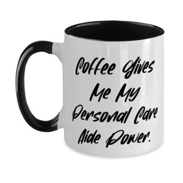 Imagem de Caneca Coffee Give Me My Personal Care Aide Power. Caneca de dois tons, 325 ml, presente de cuidados pessoais da Boss, copo útil para amigos
