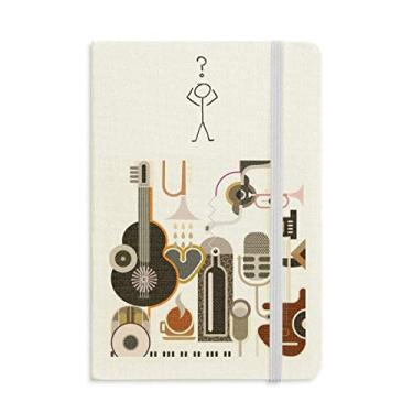 Imagem de Caderno de interrogação com estampa azul abstrata de violão musical A5