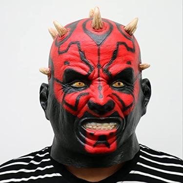 Imagem de KiKiYe Máscara assustadora Darth Maul de látex com cabeça inteira para fantasia de Halloween Cosplay