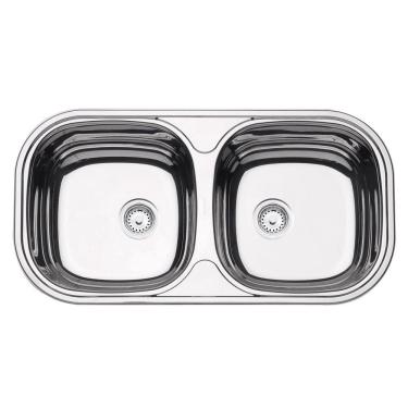 Imagem de Cuba de embutir/sobrepor Tramontina Isis 2C 34 BS em aço inox alto brilho 78x40 cm Aço...