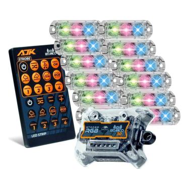 Imagem de Kit Strobo AJK RGB Rítmico 3.0 + 12 Faróis 6W
