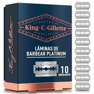Imagem de KING C. GILLETTE, Lâminas de barbear duplo fio, 10 Cargas para Aparelho de Barbear Clássico com Lâminas revestidas de Platina para mais Duração