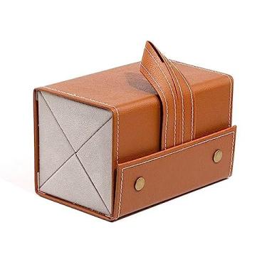 Imagem de Porta Óculos Estojo Portátil Organizador Viagem Necessaire Dobrável Divisórias (6 Divisórias, Marrom)