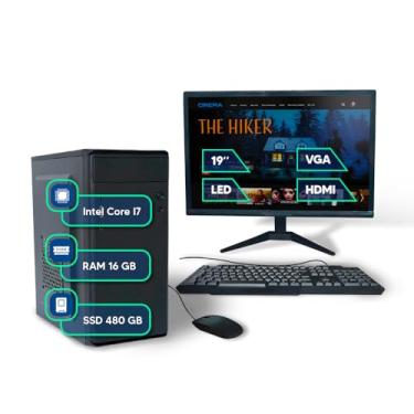 Imagem de Pc Computador Completo Intel I7 16gb Ssd 480gb Monitor 19 Teclado e Mouse