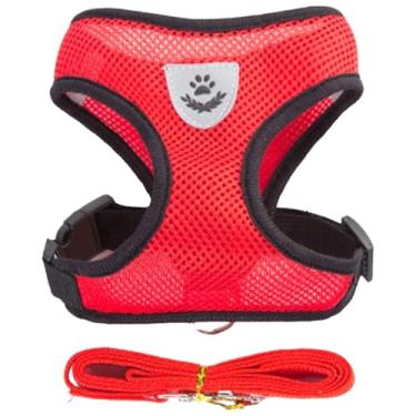 Imagem de Coleira Peitoral Anti Puxão com Guia para Cães e Gatos – Ideal para Filhotes, Pinscher, Shi Tzu e Raças de Porte Pequeno a Médio – NEXUS MARKET (GG, VERMELHO)