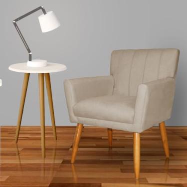 Imagem de Poltrona Decorativa Para Sala Recepção Cecília Suede Cappuccino - LM DECOR