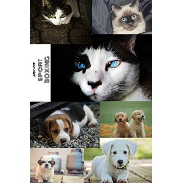 Imagem de Boxe esportivo: animal caderno de cachorro x gato: diário, diário (110 páginas, em branco, 15 x 23 cm) para escola, escritório e crianças