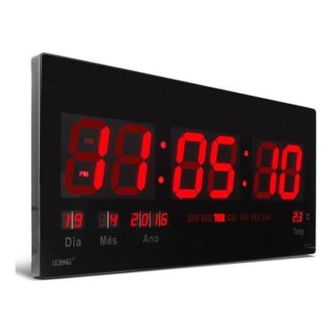 Imagem de Relógio Parede Led Digital Grande 46Cm Termômetro Data