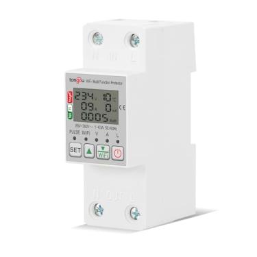Imagem de CIADAZ Tuya WiFi Medidor de energia inteligente com medição de tensão Energia Monitoramento de eletricidade Protetor de vazamento 63A AC85-300V com display LCD Suporte APP Controle remoto Compatível