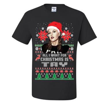 Imagem de wild custom apparel Camisetas feias de Natal All I Want for Christmas is Tay, Carvão, XXG