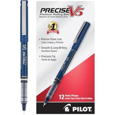 Imagem de Pilot, Canetas esferográficas com tinta líquida precisa V5, ponta extrafina 0,5 mm, azul marinho, pacote com 12