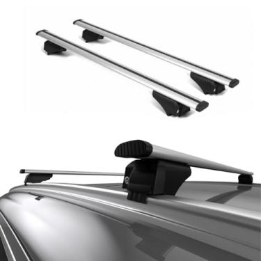 Imagem de Barras transversais de rack de teto universais - barras transversais de 42 a 142 cm para carros e SUVs | Barras aerodinâmicas de alumínio ajustáveis para telhado, bagagem, porta-carga, canoa, caiaque,