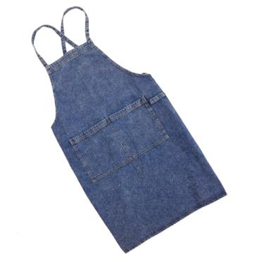 Imagem de Zerodeko Avental de vaqueiro avental para tosar cachorro aventais cruzados para mulheres babadores Material de cozinha ferramenta de cozinha lavável uniforme de trabalho jeans