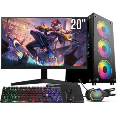 Imagem de Computador Gamer Completo Intel Core i7 16GB SSD 512GB Kit Gamer com Headset Monitor 20" Windows 10 3green Flash
