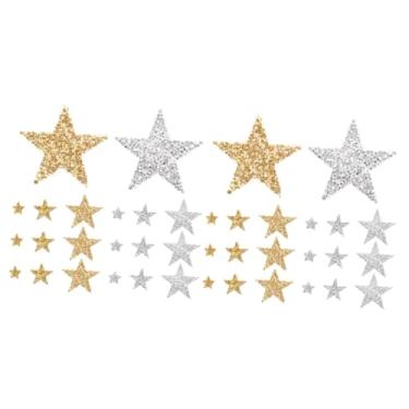 Imagem de Tofficu 60 Peças Adesivo de pano estrela de cinco pontas acessórios de bordado acessórios estrela decoração remendos de estrelas a ferro remendos de estrela para vestido placa