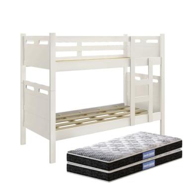 Imagem de Beliche Jaspe Branco Completa Com 02 Colchões - Reforçada