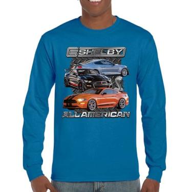 Imagem de Camiseta Shelby All American Cobra de manga comprida Mustang Muscle Car Racing GT 350 GT 500 Performance Powered by Ford, Azul, G
