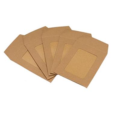 Imagem de PATIKIL Envelopes de janela de rosto inteiro, pacote com 10, 7,5 cm, transparente, face única, para catálogos de fotos, marrom