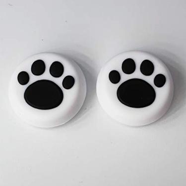 Imagem de 2PCS Analog Stick Thumb Stick Grips Thumbsticks Joystick Cap for PS5 PS4 Slim Pro PS3 Xbox one Xbox 360 PS2 Xbox one X S Elite Switch Pro Wii U Controller White-Black Paw