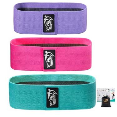Imagem de Pulseiras de quadril para exercícios de resistência Simplify para pernas e bumbum, faixas de treino de tecido, laço de exercícios elásticos para homens e mulheres, largas e grossas para academia antiderrapante para treinamento de colas de agachamento, conjunto com 3