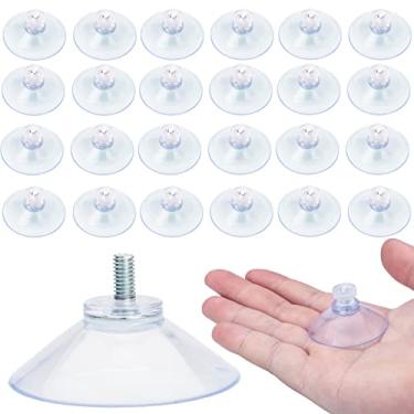 Imagem de AccEncyc Ventosas de vidro de 40 mm, ventosas de PVC transparente, suporte de sucção sem ganchos, para banheiro, parede, porta, vidro, janela, persiana de carro (transparente, 24 peças)