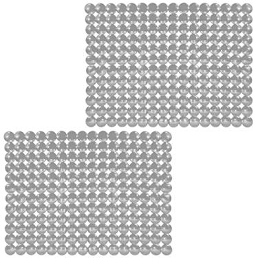 Imagem de Pacote com 2 tapetes de pia de cozinha para pia de aço inoxidável, protetor de pia ecológico de PVC para parte inferior da pia de cozinha, porcelana, pratos e vidro, drenagem rápida, 38 x 28 cm (cinza)