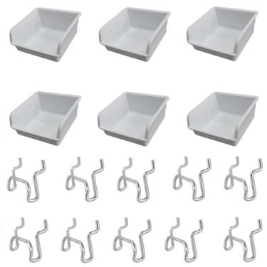 Imagem de 16 peças de copos para quadro de estacas e ganchos de estacas, formato de caixa quadrada de 1/10.2 cm 1/20.3 cm, acessórios para armazenamento de garagem, oficina, bancada de trabalho, organização de