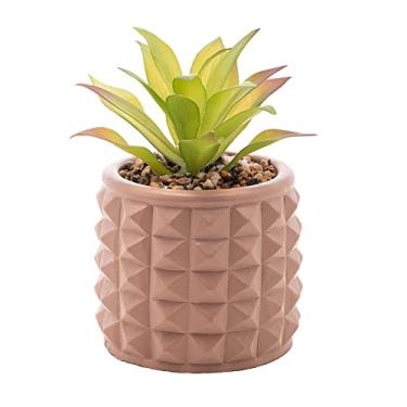 Imagem de Cachepot de Cimento com Suculenta Spikes Marrom 10cm x 15cm - Wolff