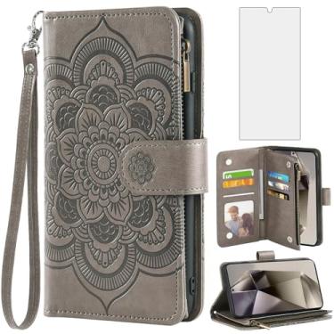 Imagem de Asuwish Capa de telefone para Samsung Galaxy S24 Ultra 5G capa carteira com protetor de tela de vidro temperado e suporte de cartão de crédito com flor flip suporte acessórios de célula S24Ultra 24S S