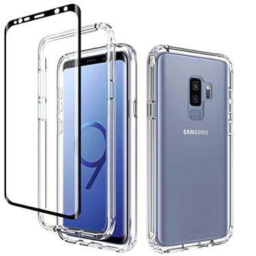 Imagem de Zoeirc Capa para Galaxy S9+, capa para Samsung S9 Plus G965U com protetor de tela de vidro temperado, capa macia 360 à prova de choque híbrida transparente para Samsung Galaxy S9 + (transparente)