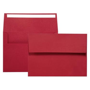 Imagem de A7 Red Invitation 5x7 Envelopes 100 Pack- Self Seal, Square Flap,Perfect for 5x7 Cards, Weddings, Birthday, invitations, Graduation, Baby Shower, 5.25 x 7.25 Inches, 100 Pack, (Red)