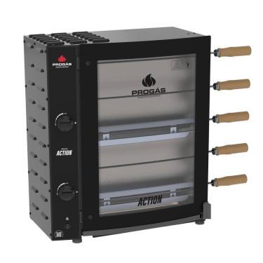 Imagem de Forno Rotativo a Gás Progás 5 Espetos Queimador Tubular Bivolt PRAC-05T ACTION