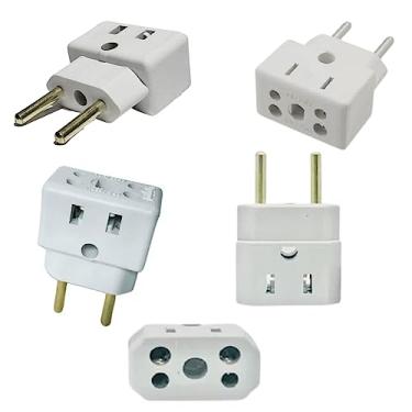 Imagem de Kit 5 benjamin tomada femea adaptador 2 3 pinos semi universal 20a 10a amperes Bivolt tomada plug macho conector