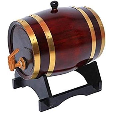 Imagem de Armário de bebidas para casa Barril de vinho de carvalho vintage 5L Armário de vinho Dispensador de água de madeira Armazenamento Vinagre de uísque Cerveja construída em forro de folha de al