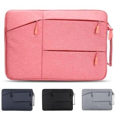 Imagem de Capa para Laptop MacBook Air Pro e Notebook de 15,6" Polegadas Modelo Slim Impermeável Anti choque com Bolsos Frontais e Alça (Rosa)