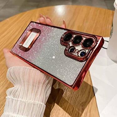 Imagem de Capa de telefone Gradient Glitter Bling para Samsung Galaxy S23 S22 Ultra Plus S20FE S21FE M53 M33 M51 M12 M23 A73 5G M10 A7 Capa macia, vermelha, para Galaxy Note 20 Ultra