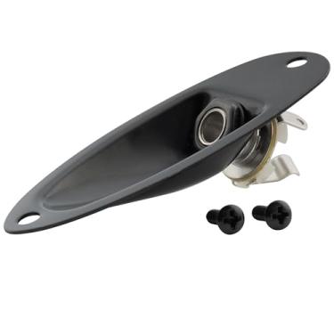 Imagem de Musiclily 6,35mm Estilo Canoa Jack Socket Plate para Guitarra Fender Strat Stratocaster, Preto