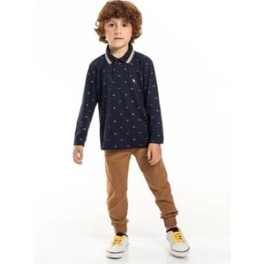 Imagem de Camiseta Pólo Infantil Menino Mangas Longas Azul Marinho Tam 4 a 10- Biogás-Masculino