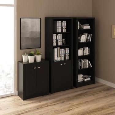 Imagem de Conjunto para Escritório Balcão Estante e Armário ME41 Tecnomobili - Preto