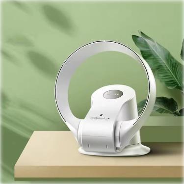 Imagem de Ventilador montado na parede sem lâmina Ventilador de parede para quarto de 14 polegadas com controle remoto/temporizador Ventilador de mesa para pátios, estufas, armazéns e lojas Potência