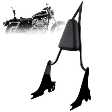 Imagem de Kinglemc Encosto de passageiro Sissy Bar ajustável com trava para Harley Sportster XL883 XL1200 883 1200 Iron Superlow (preto brilhante, barra sissy de uma peça)