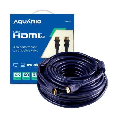 Imagem de Cabo Hdmi Aquario 2.0 4k 3d 19 Pinos 20 Metros - 4k20