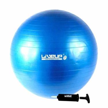 Imagem de Bola Suiça 65cm Azul Anti Estouro + Mini Inflador Pilates Yoga Treino