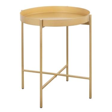 Imagem de Mesa de Apoio Bandeja Sofá Cama Redonda 40x50cm Média Collie Dourado