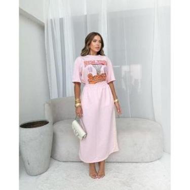 Imagem de Conjunto Saia em Moletom Listra Lateral e T-Shirt Silkada-Feminino