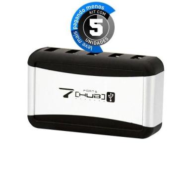 Imagem de Hub 7 Portas Usb 2.0 Com Fonte - Kit 5 - Cirilo Cabos