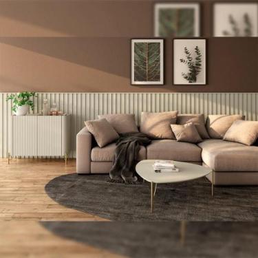 Imagem de Kit para Sala de Estar 3 Peças com Painel Ripado 360cm MDF - Casa Lar 