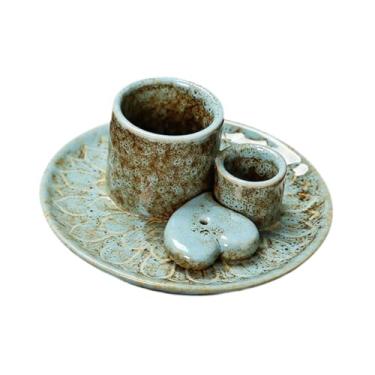 Imagem de IEUDNS Suporte de de Sálvia, Suporte de Vela Fragrância Decoração Incensário de Cerâmica Queimador de Incenso para Queima de Incenso de Fazenda, Azul