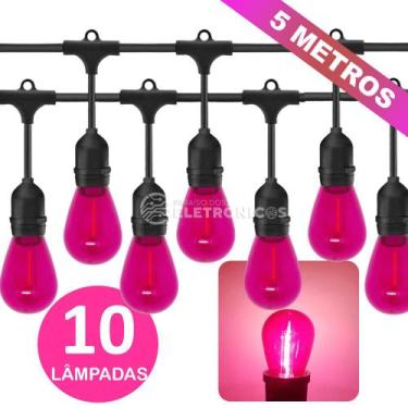 Imagem de Kit Varal de Luzes Iluminado Com 10 Lâmpadas LED S14 Retrô Econômica 1